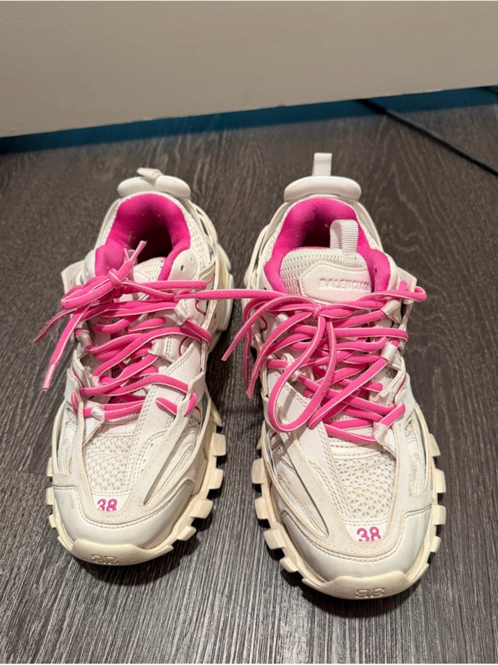 Balenciaga White Sneakers with Pink Accents